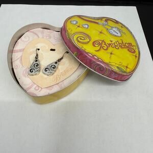 Brighton Twirl French Wire Dangle Pierced Earrings Metal Brighton Heart Tin